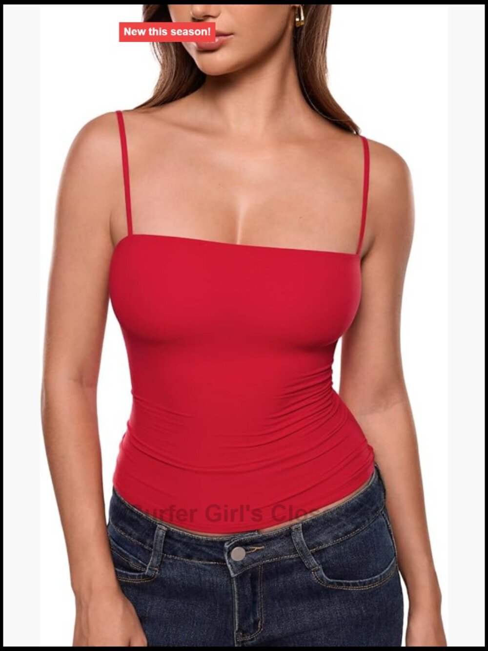 Double Lined Crop Camisole Tank Top Spaghetti Strap Stretchy Inbarely Soft